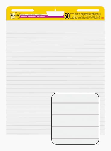 Post-it Super Sticky Easel Pad, Great for Virtual Teachers, 25 x 30 Inches, 30 Sheets/Pad, 2 Pads, Lined Premium Self St