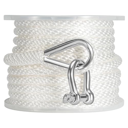 Premium Braided 3/8 Inch x 50ft Boat Anchor Rope for Sailboats, Yachts & Fishing Boats
| Stainless Steel Thimble & Shac