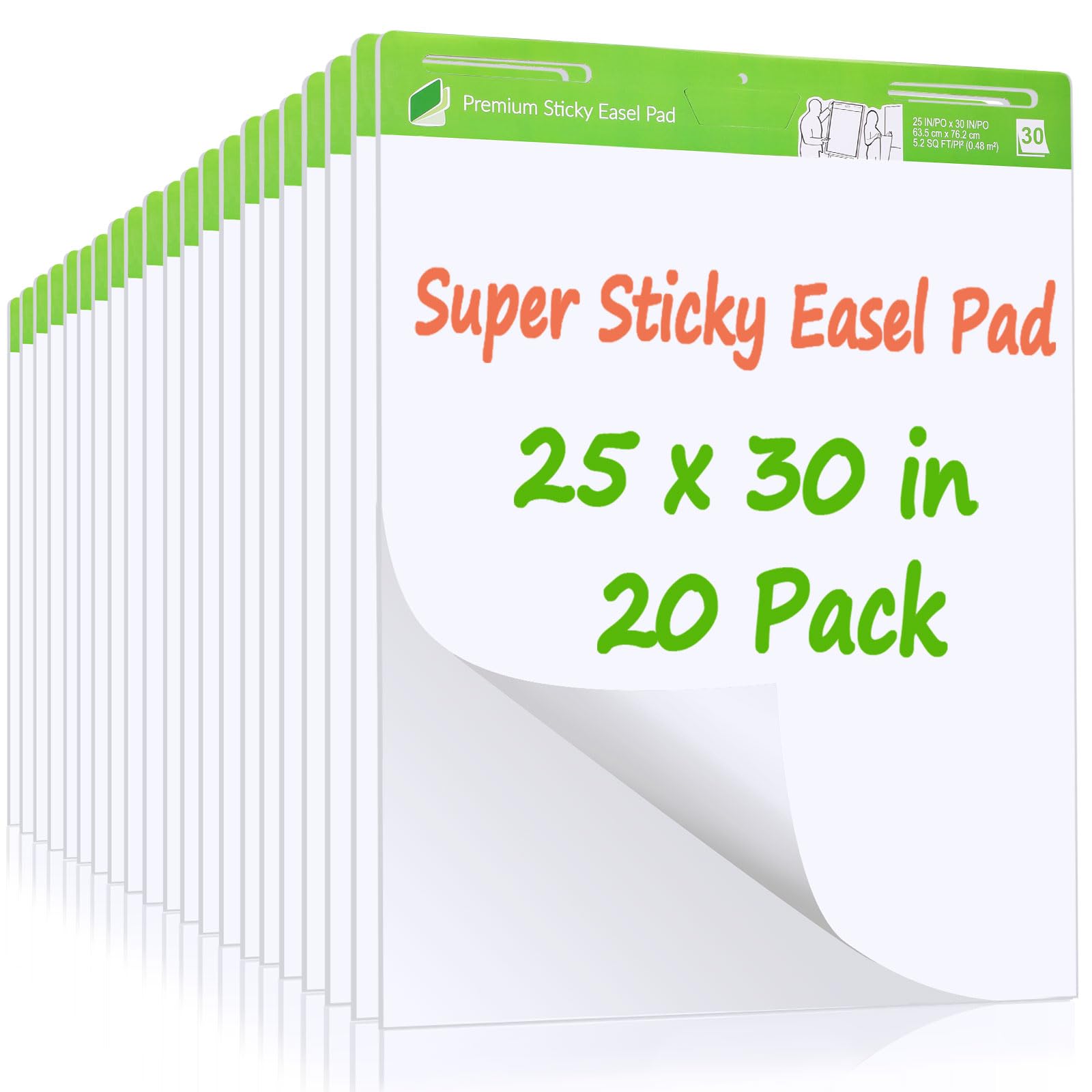 ReliThick Premium Sticky Easel Pad for Teachers, 25in x 30in, White, 30 Sheets/pad, Flip Chart Paper with Self Stick Fun