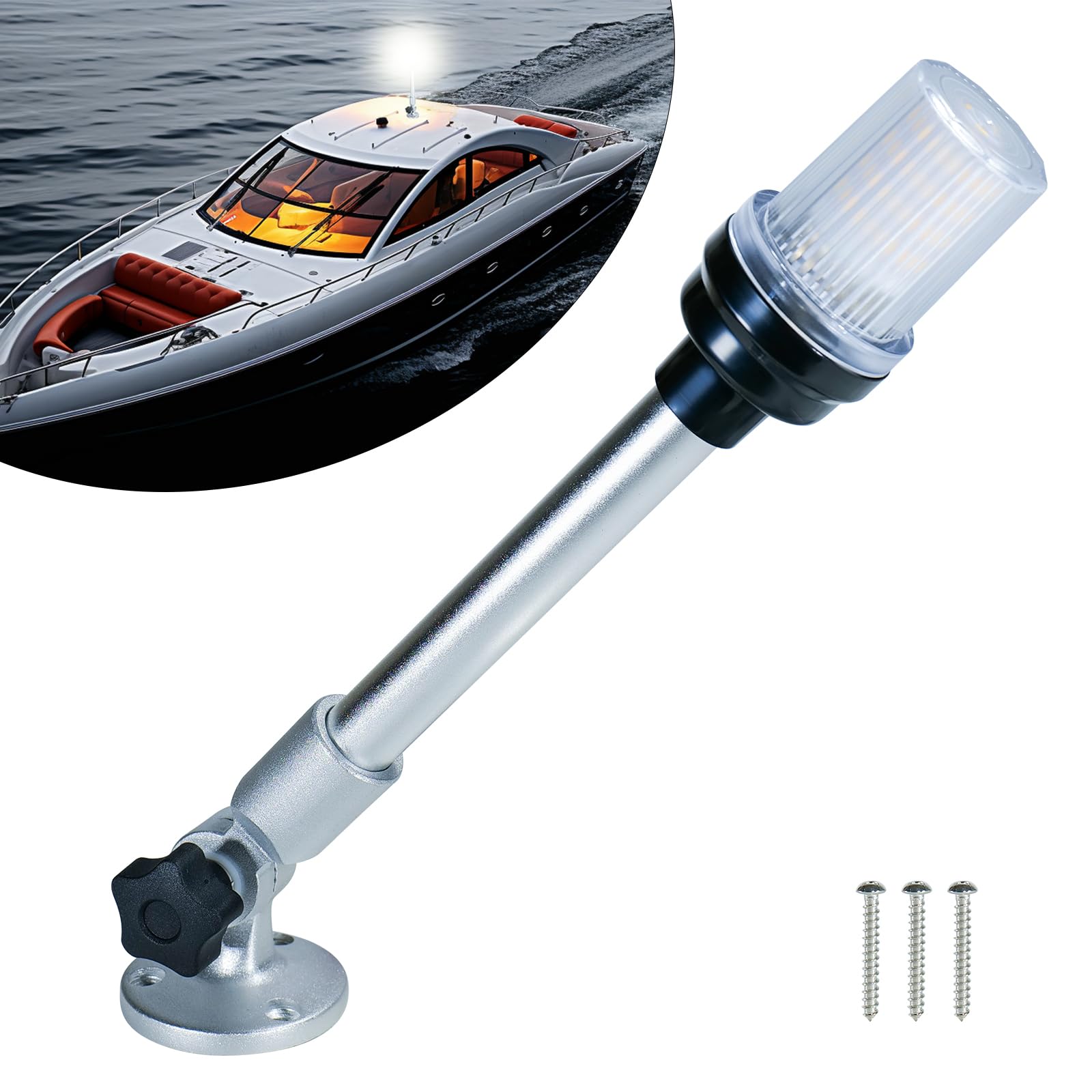 DC12-24V Waterproof 12 Inch LED Fold Down Stern Light for Pontoon and Fishing Boat
| DC12-24V 12 Inch LED Fold Down Ste