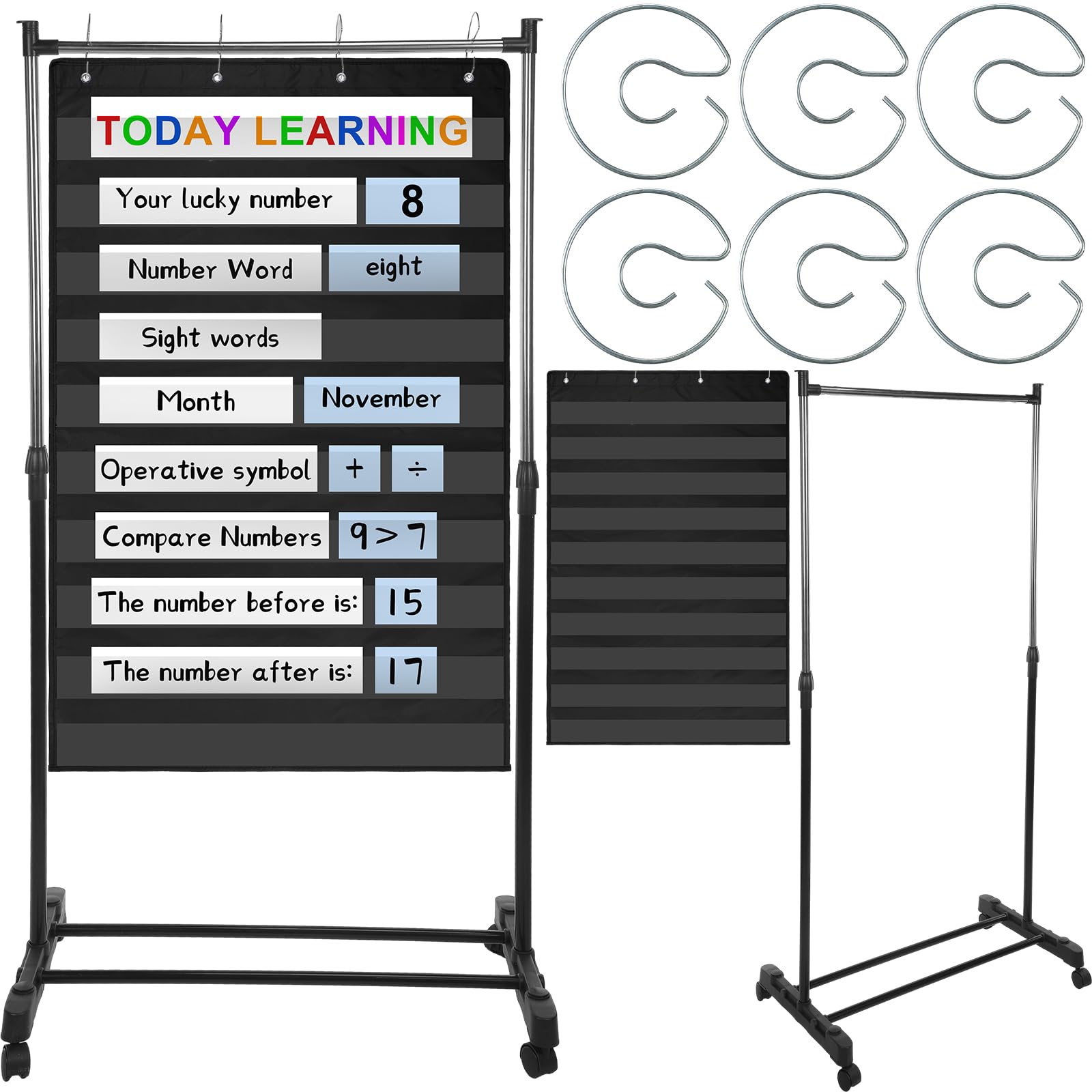 Adjustable Pocket Chart Stand Set for Classrooms Home Teachers Educational Tools Black
Adjustable Pocket Chart Stand Set
